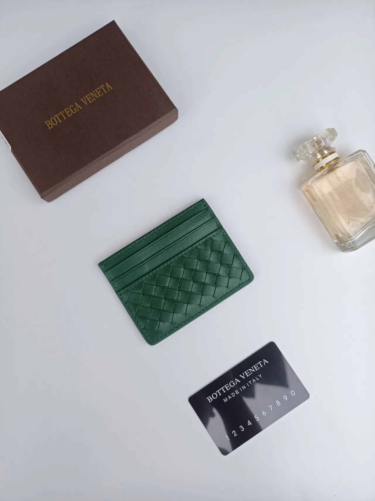 Bottega Veneta Woven Cardholder in Green · view 2