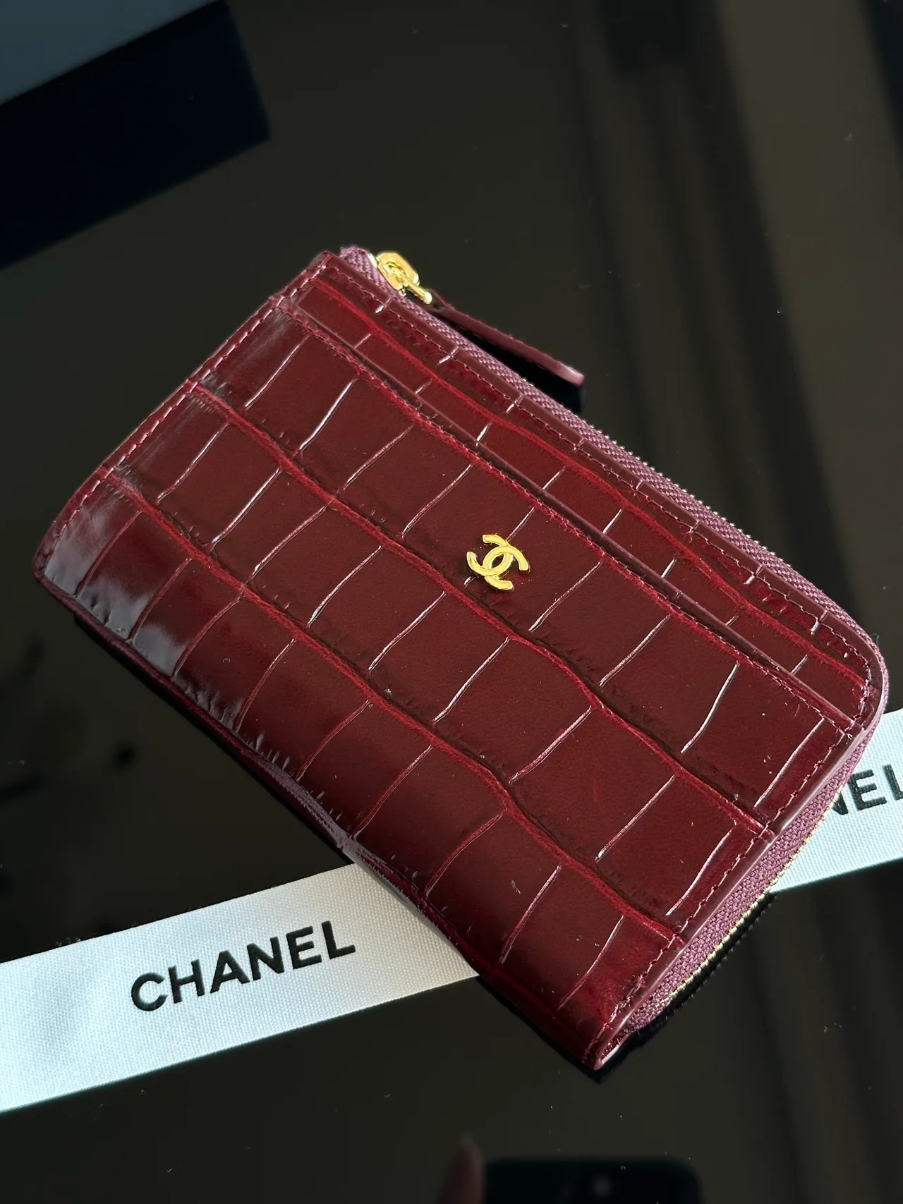Chanel Glossy Wallet in Burgundy · view 2