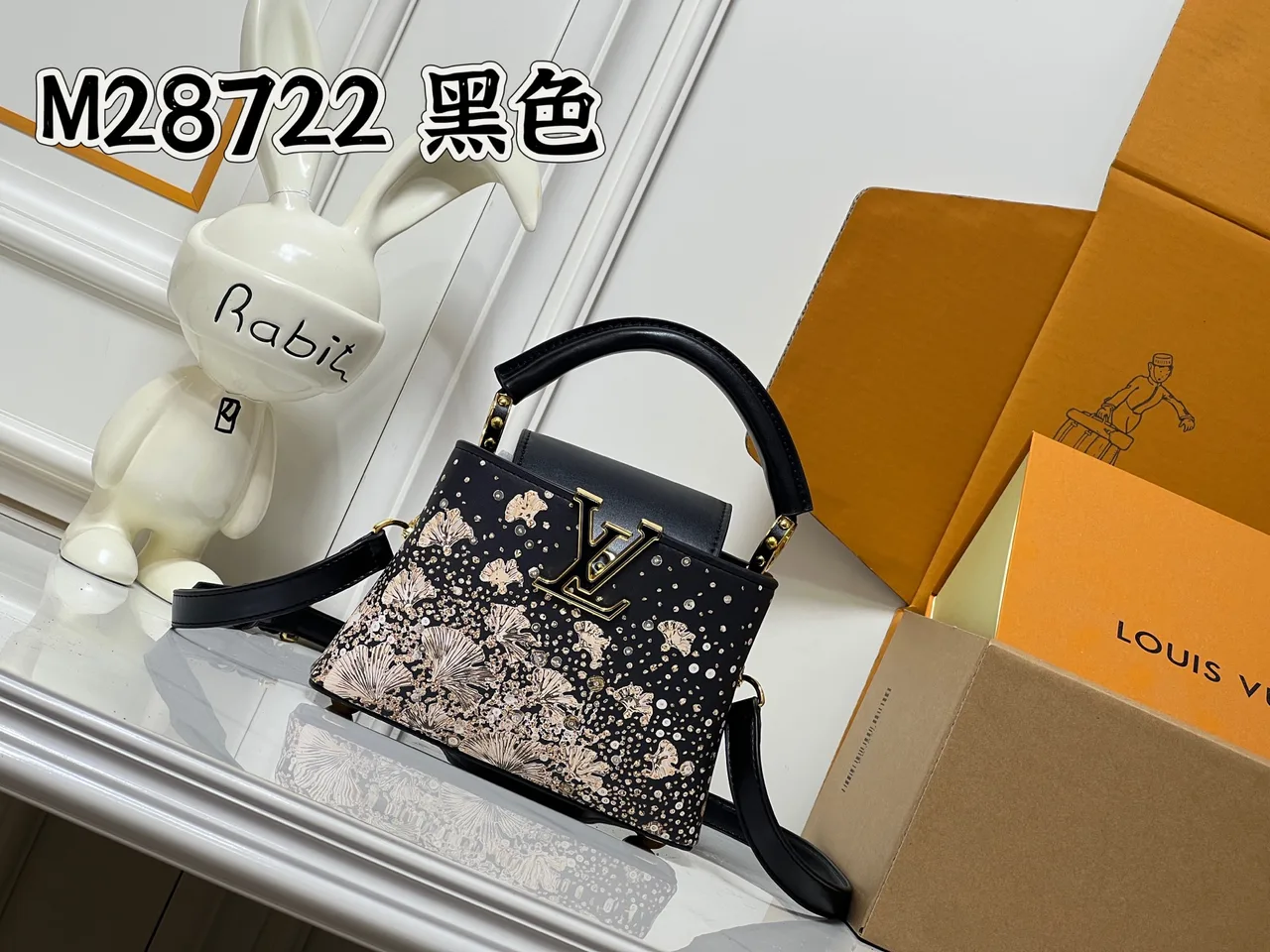Louis Vuitton Cowhide Capucines Mini Bag in Black · view 2
