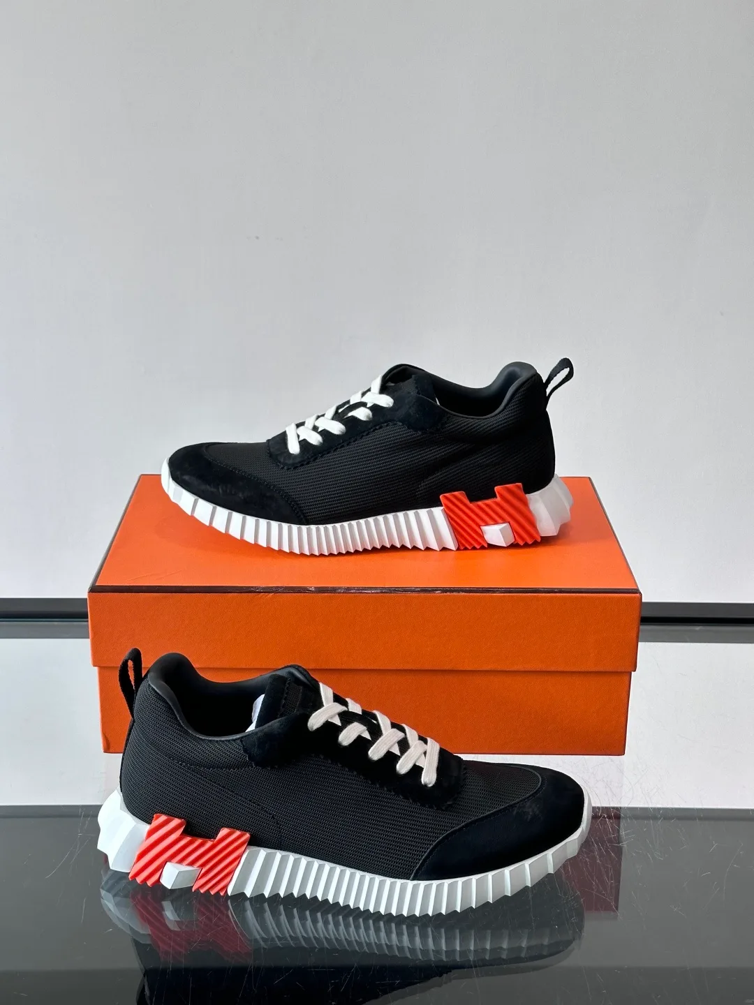 Hermes Striped Sneakers in Black · view 4