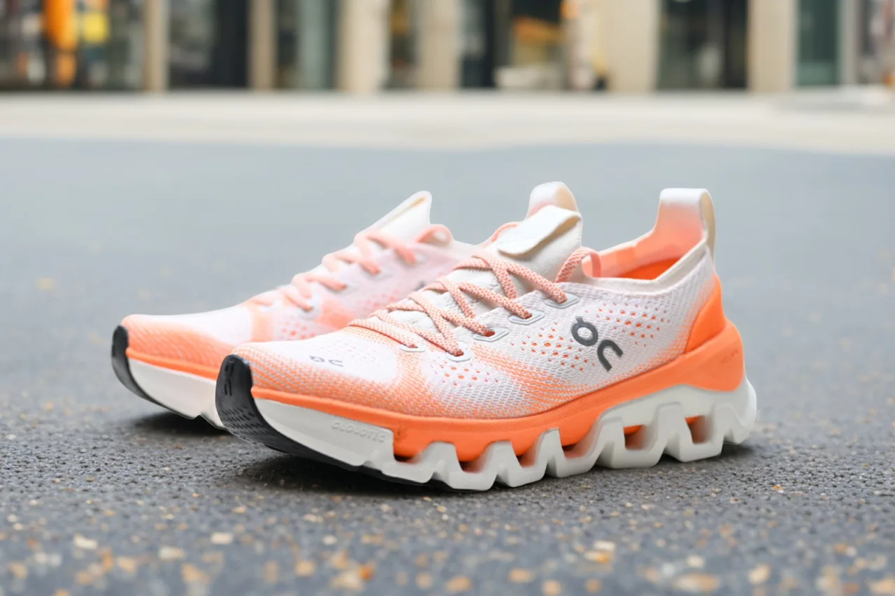 On Mesh-Upper Lug-Sole Sneakers in White · view 4