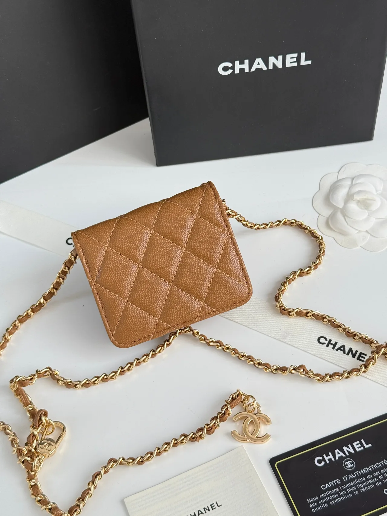 Chanel Quilted Wallet in Tan · view 3