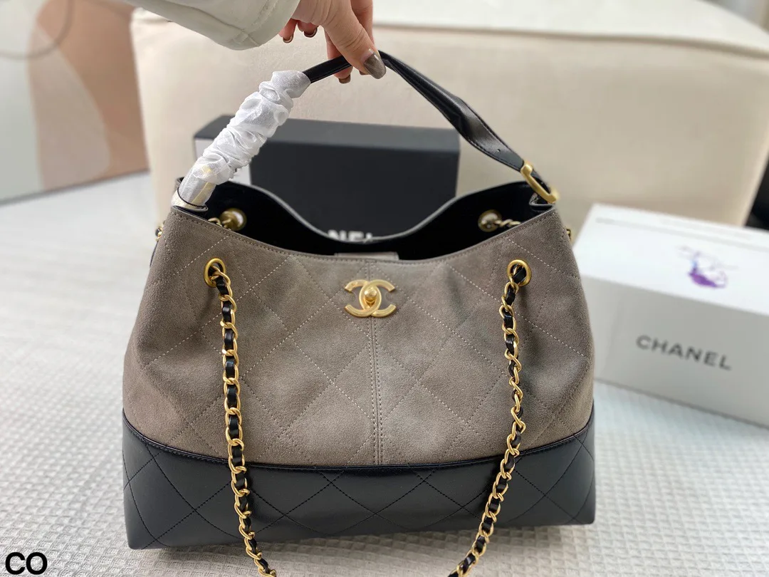 Chanel Cowhide Suede Shoulder Bag in Grey · view 1