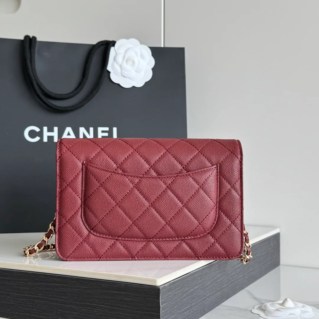 Chanel Calfskin Quilted Clutch in Burgundy · view 3