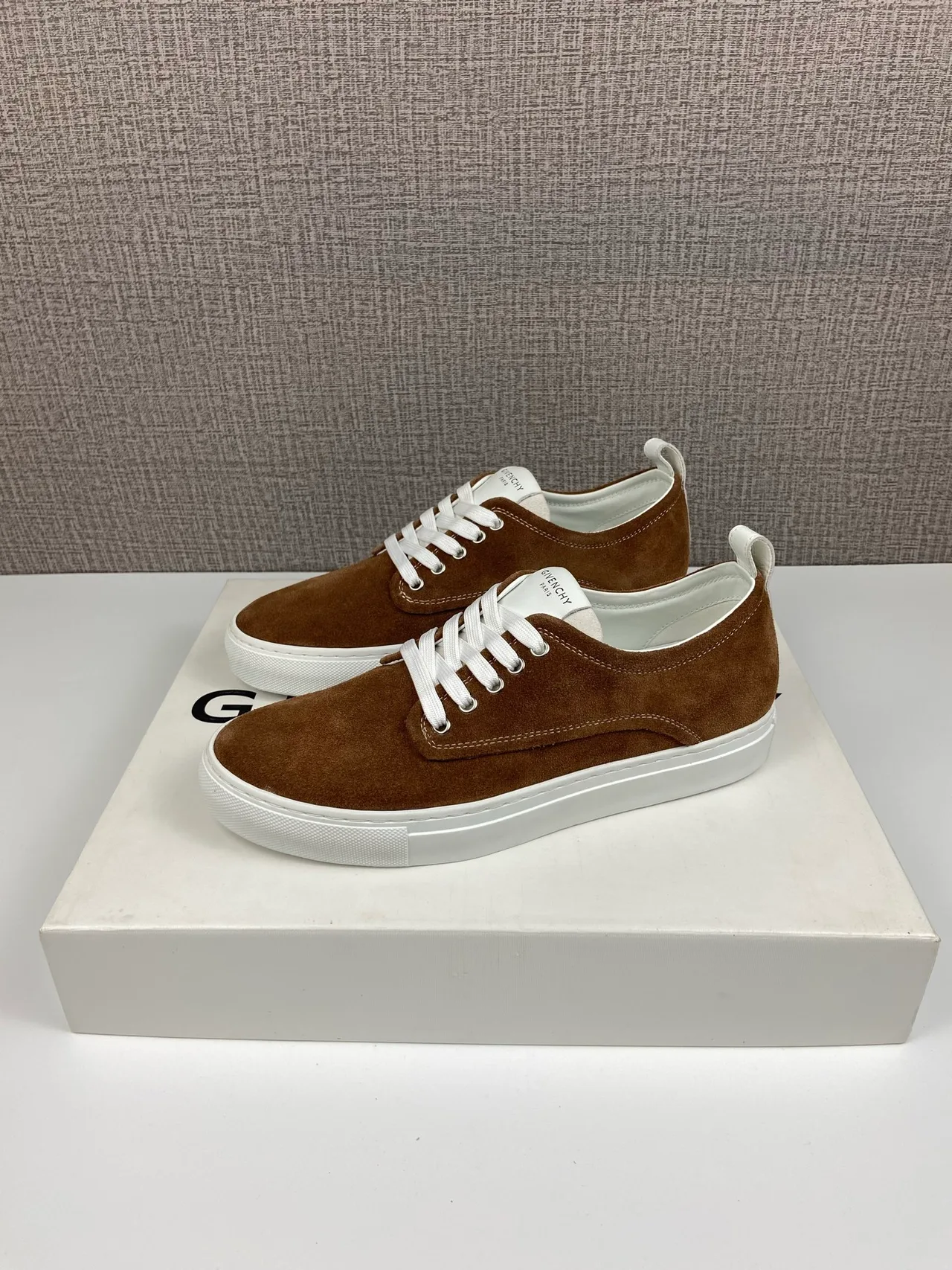 Givenchy Cowhide Suede-Look New City Sneakers in Brown · view 6