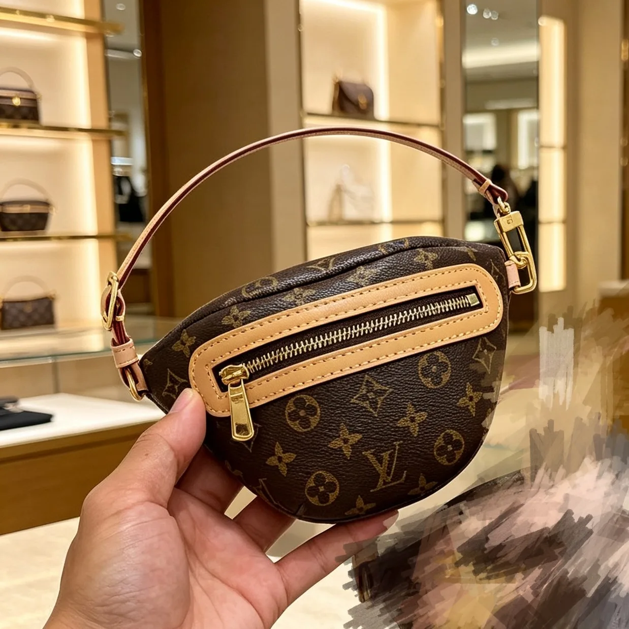 Louis Vuitton Monogram Mini Belt Bag in Brown · view 1
