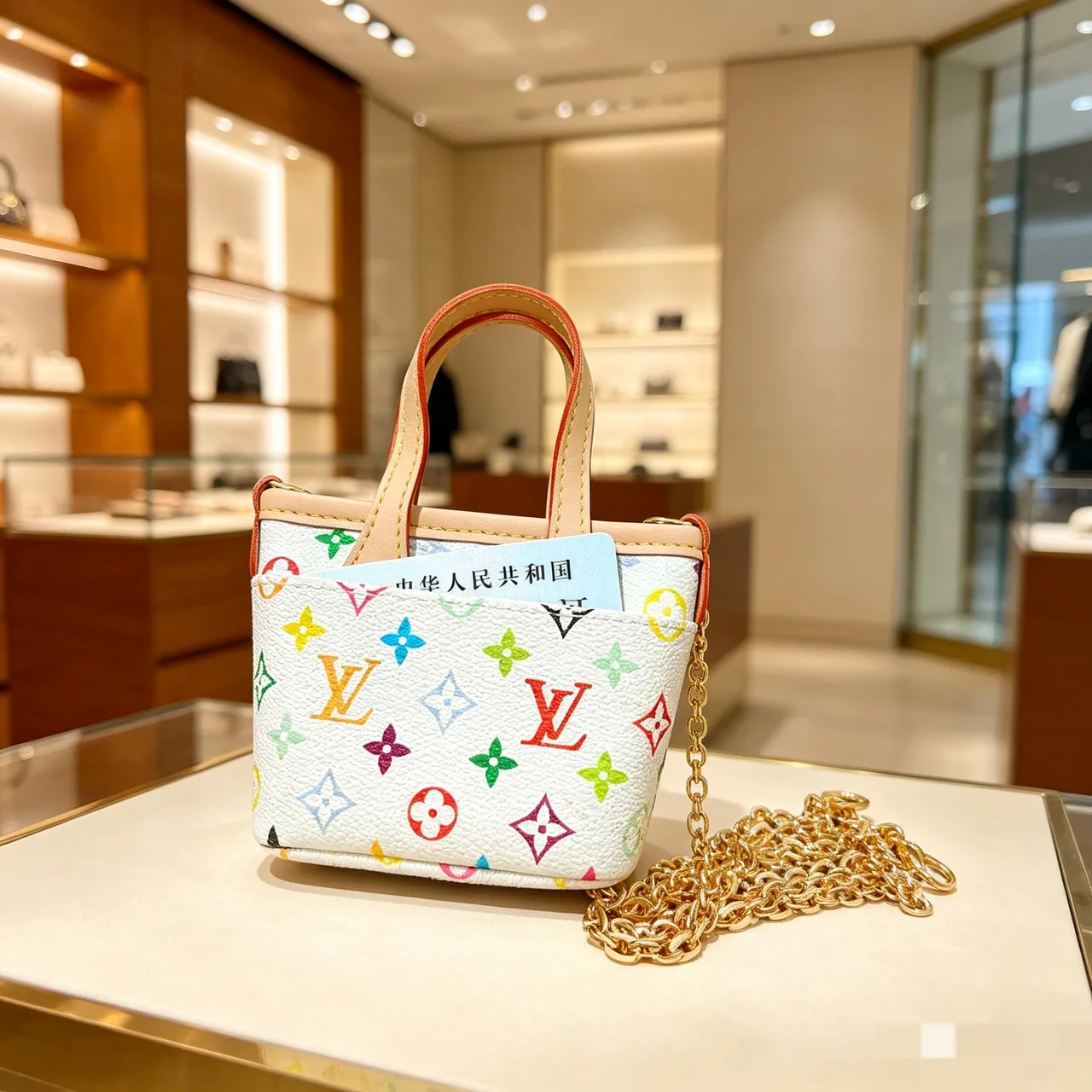 Louis Vuitton Monogram Mini Tote in Brown & White · view 5