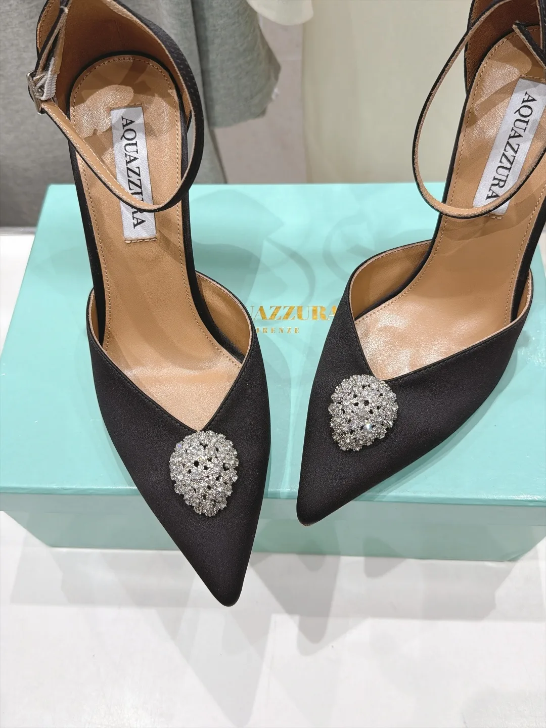 Aquazzura Silk Pointed Slingback Pumps in Black · view 6