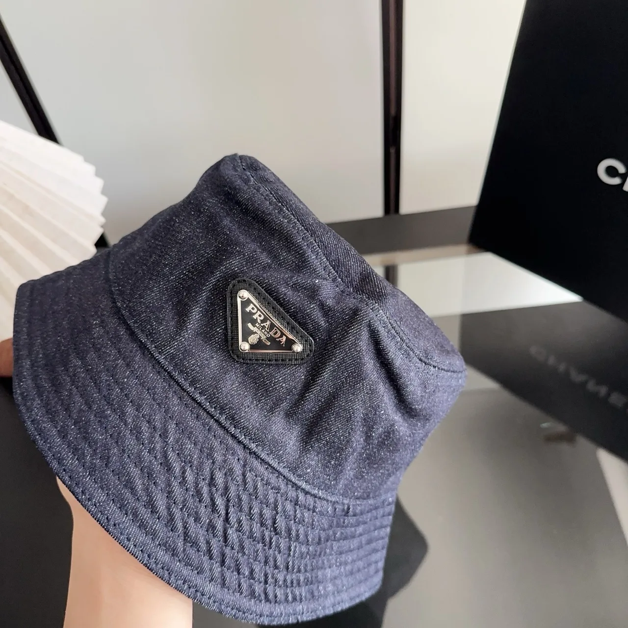 Prada Bucket Hat in Blue · view 3