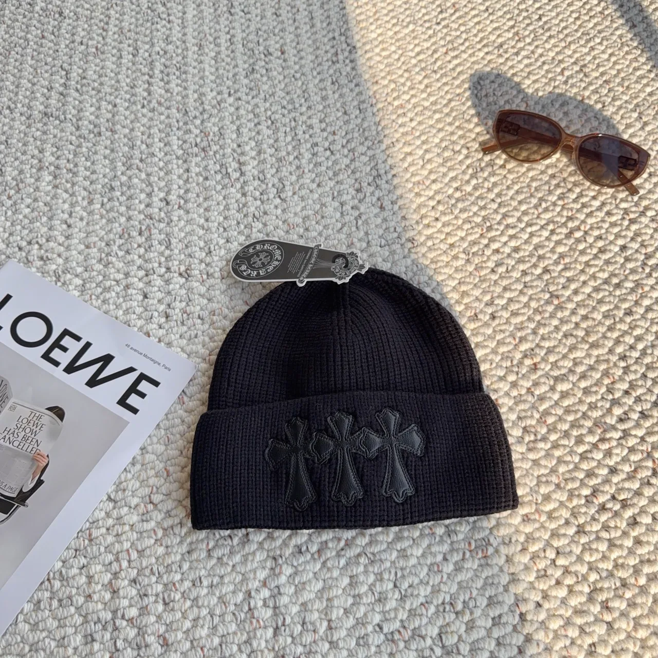 Chrome Hearts Cross-Patch Knit Beanie in Black · view 1