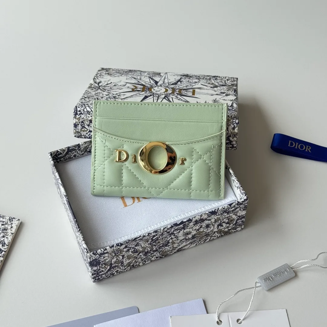Dior Lambskin Quilted Cardholder in Green · view 3