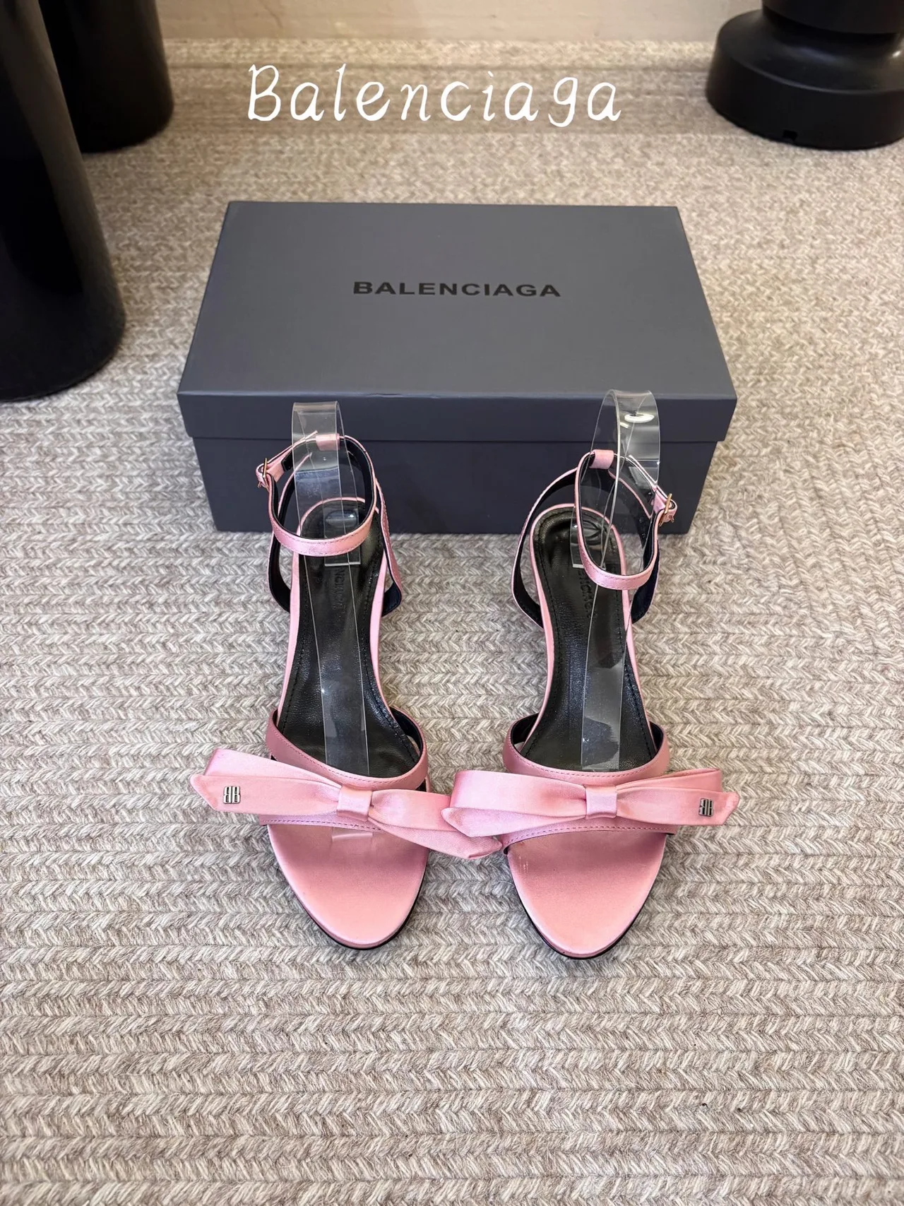 Balenciaga Silk Ankle Strap Sandals in Pink · view 2