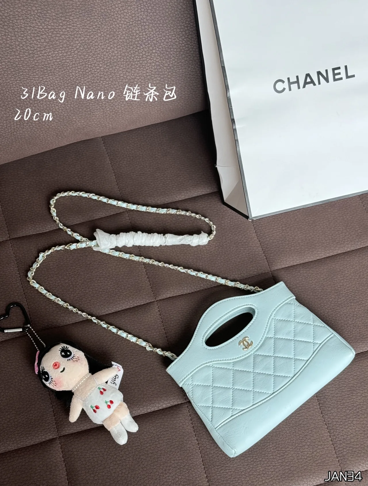 Chanel 31 Bag Nano Quilted Cutout-Handle Shoulder Bag in Blue · view 1