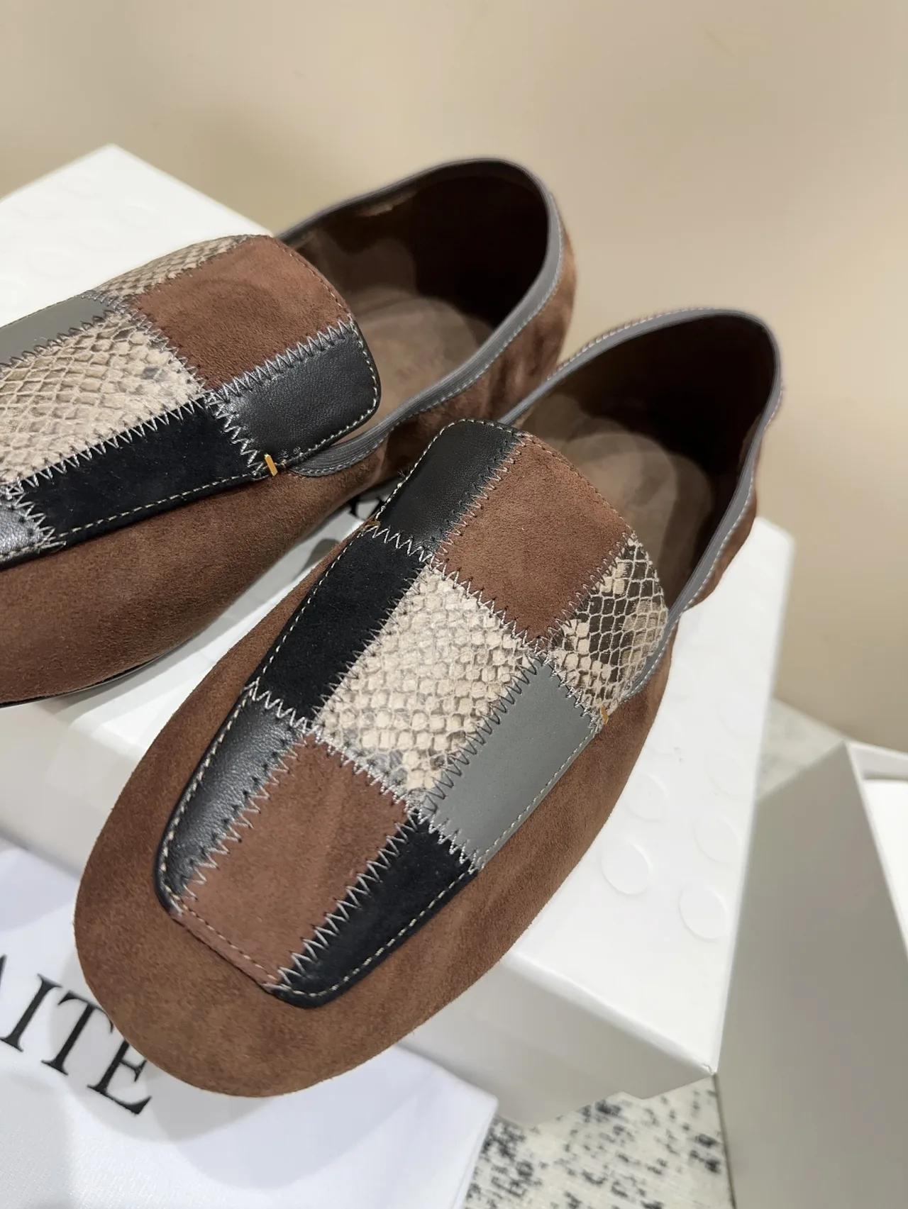 Khaite Sheepskin Round-Toe Loafers in Brown · view 7