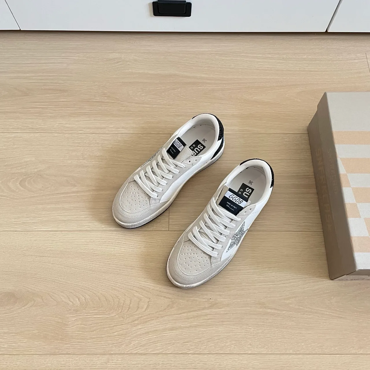 Golden Goose Calfskin Smooth Sneakers in White · view 3
