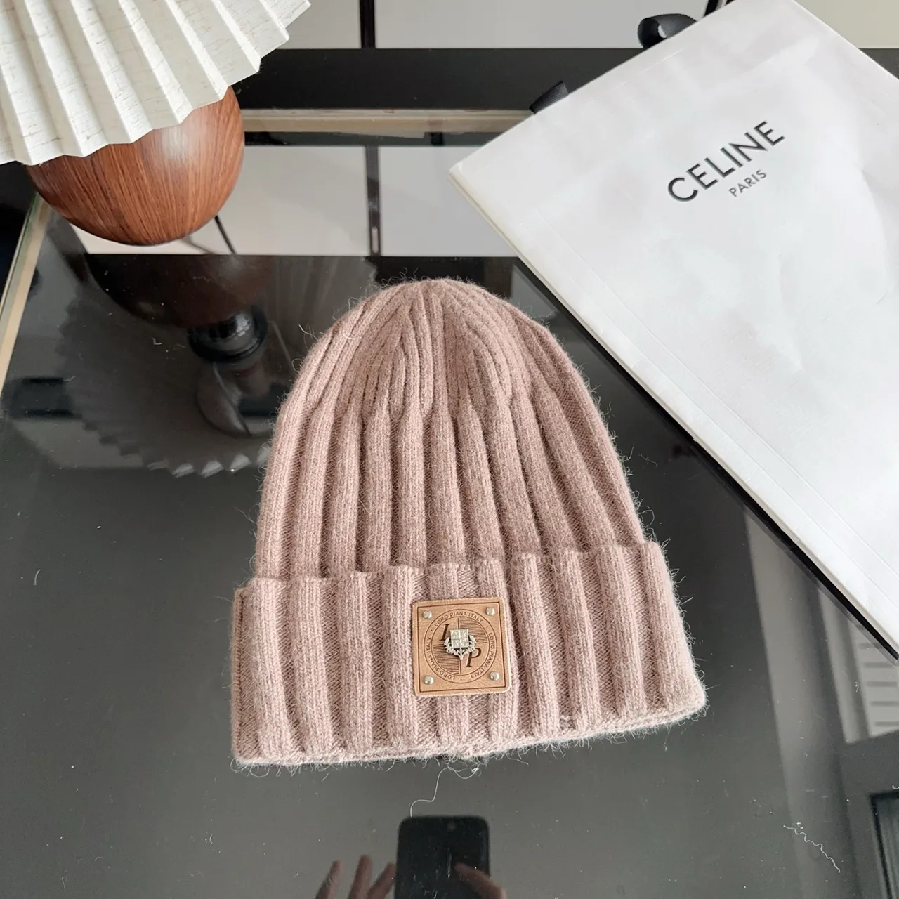 Celine Ribbed Beanie in Pink · view 1