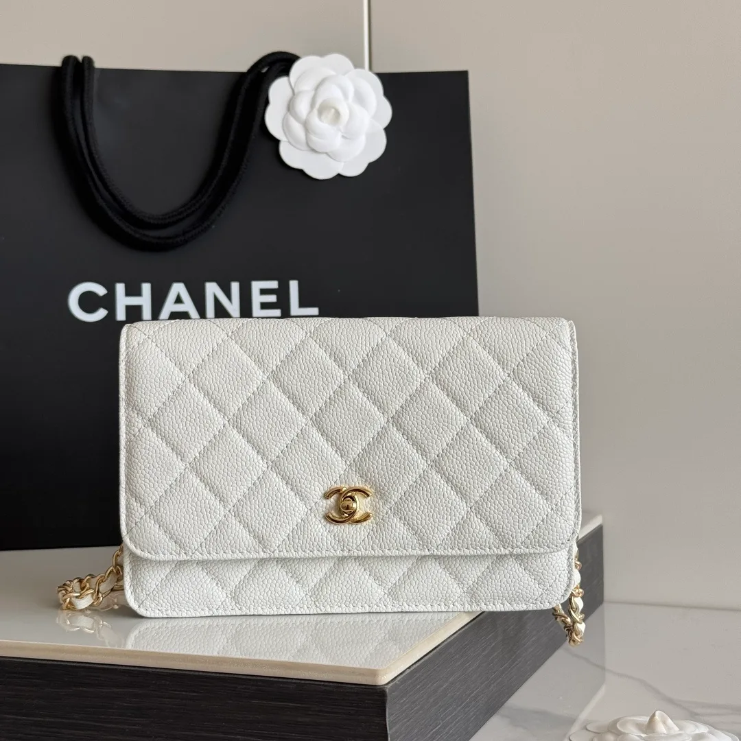Chanel Calfskin Quilted Clutch in White · view 2