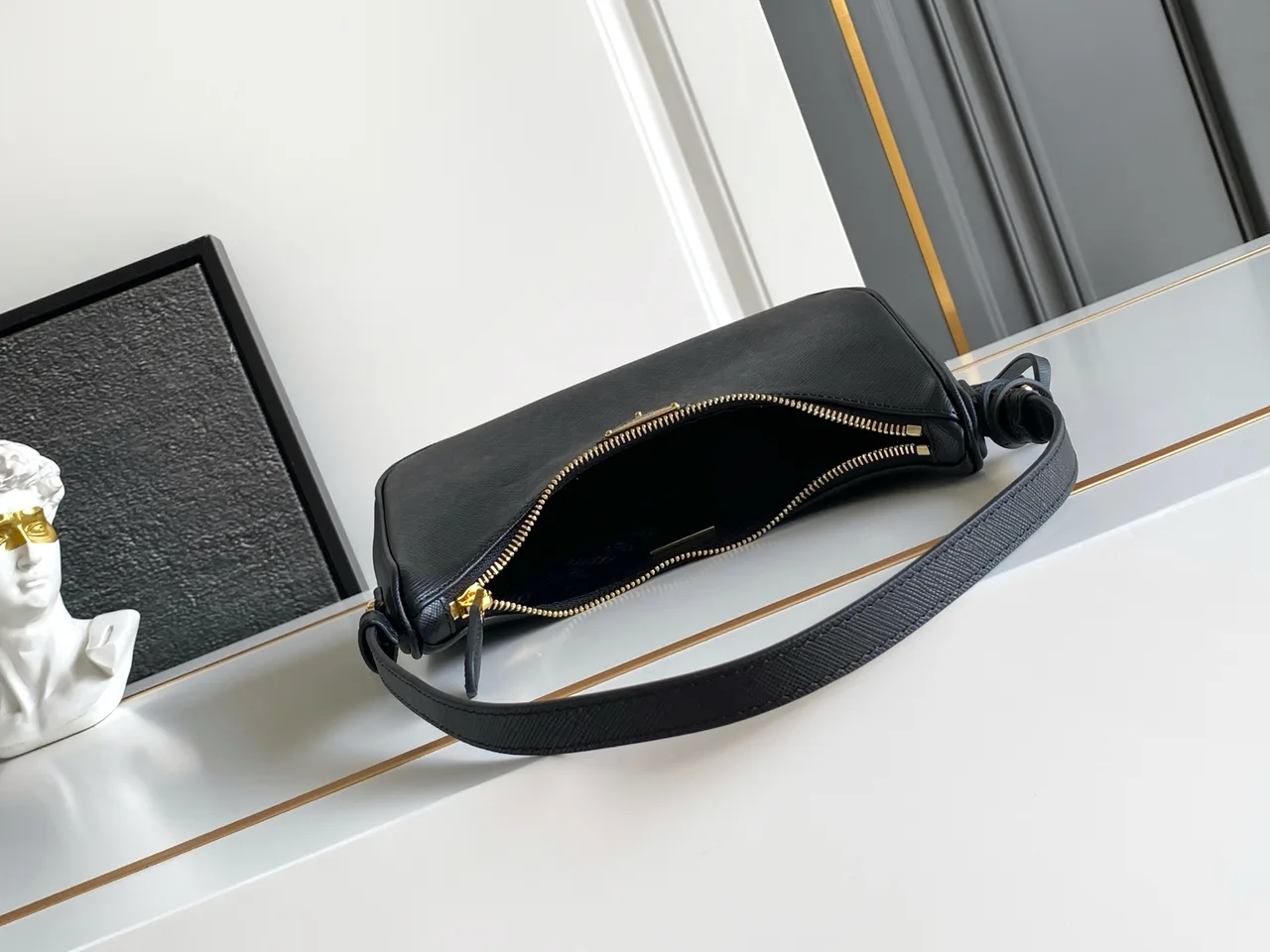 Prada Re-Edition 2005 Saffiano Leather Shoulder Bag in Black · view 8
