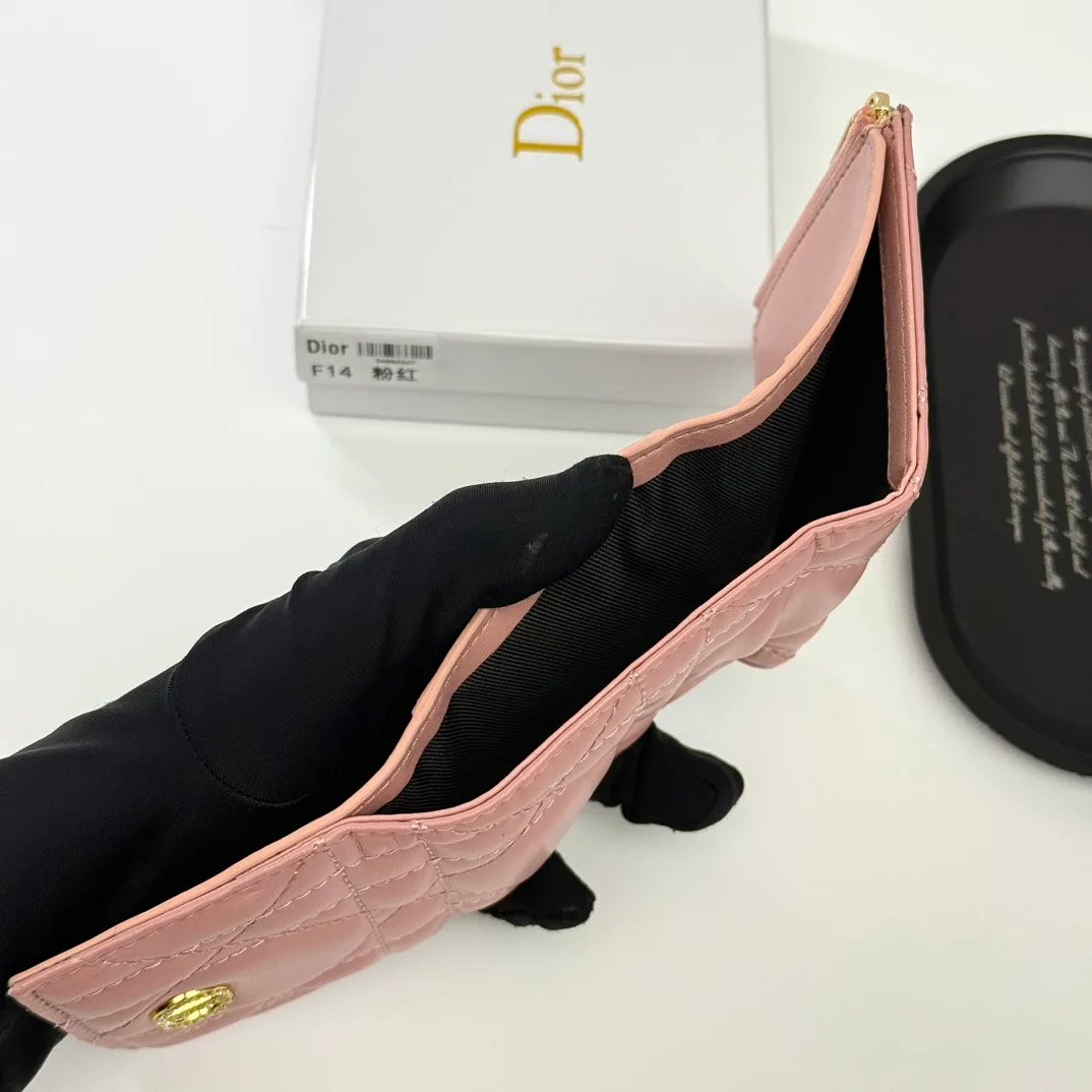 Dior Sheepskin Quilted Wallet in Pink · view 8