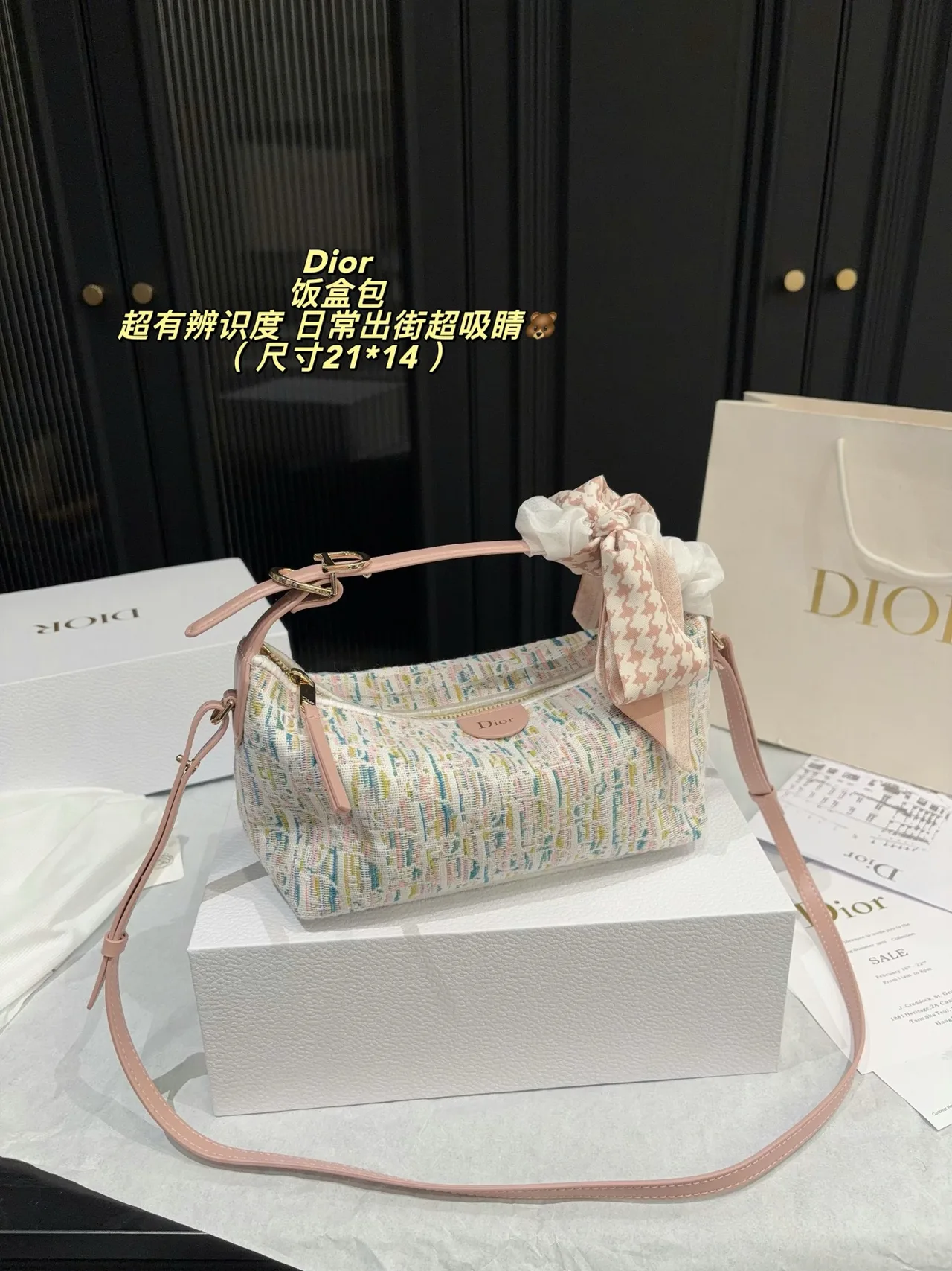 Dior Leather Hobo Bag in White · view 1