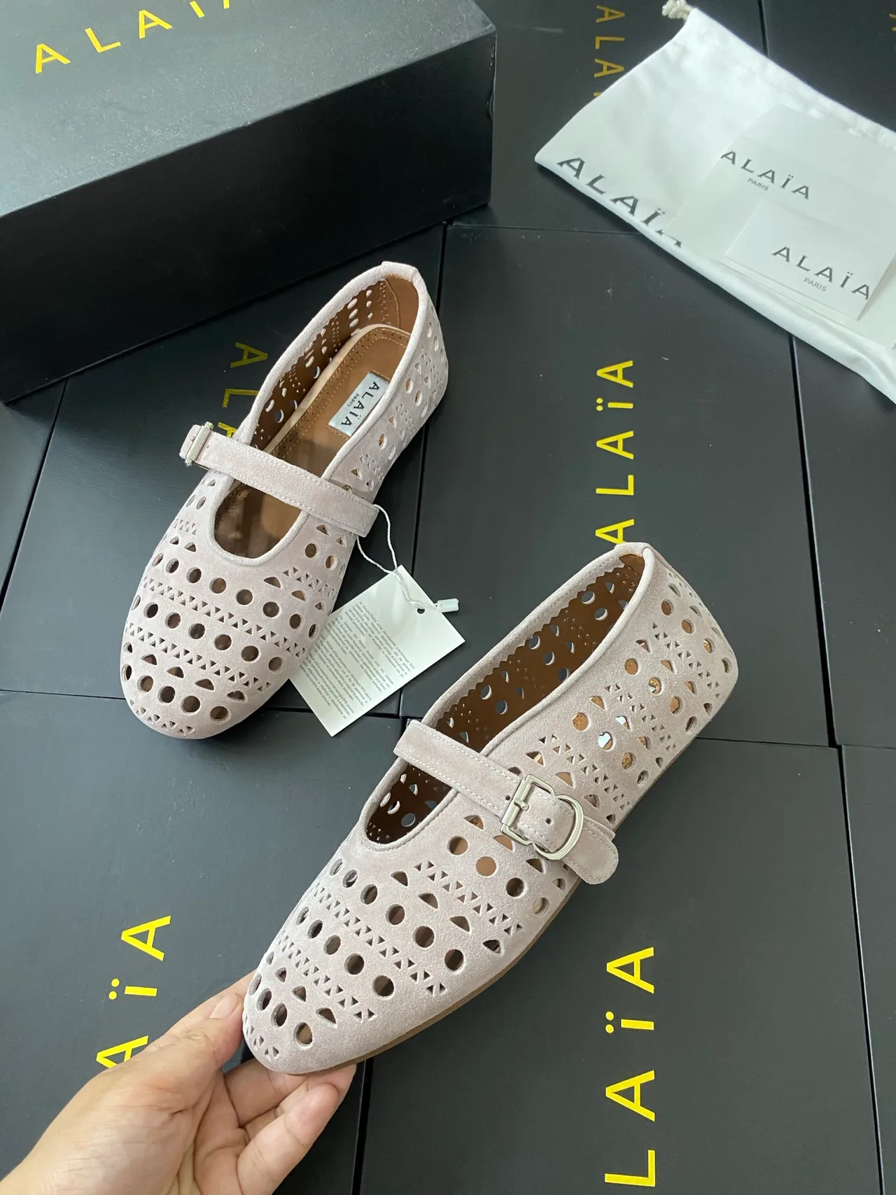 Alaia Sheepskin Ballet Flats in Beige · view 7