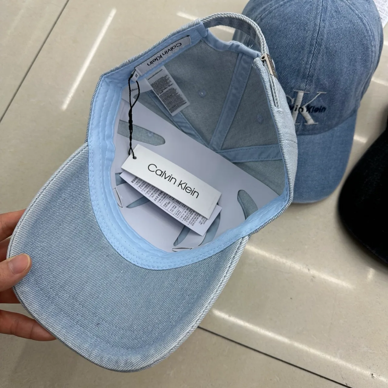 Calvin Klein Denim Baseball Cap in Blue & Black · view 4