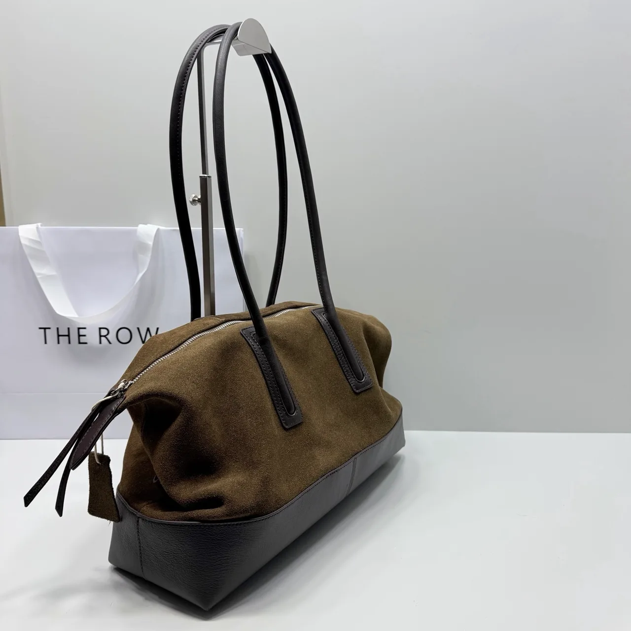 The Row Cowhide Suede Smooth Duffel Bag in Green · view 4