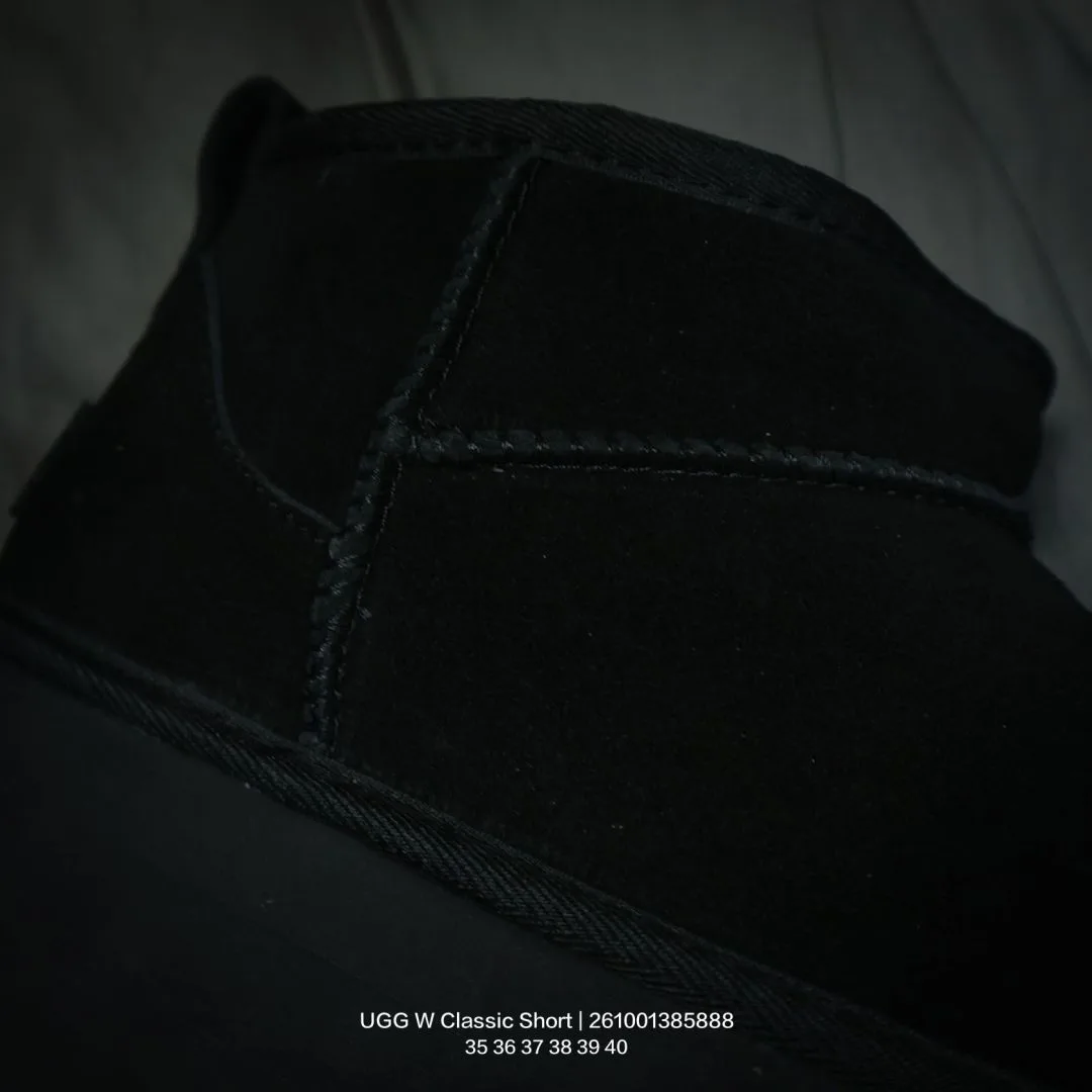 UGG Wool Ribbed Suede-Look Ankle Boots in Black · view 7