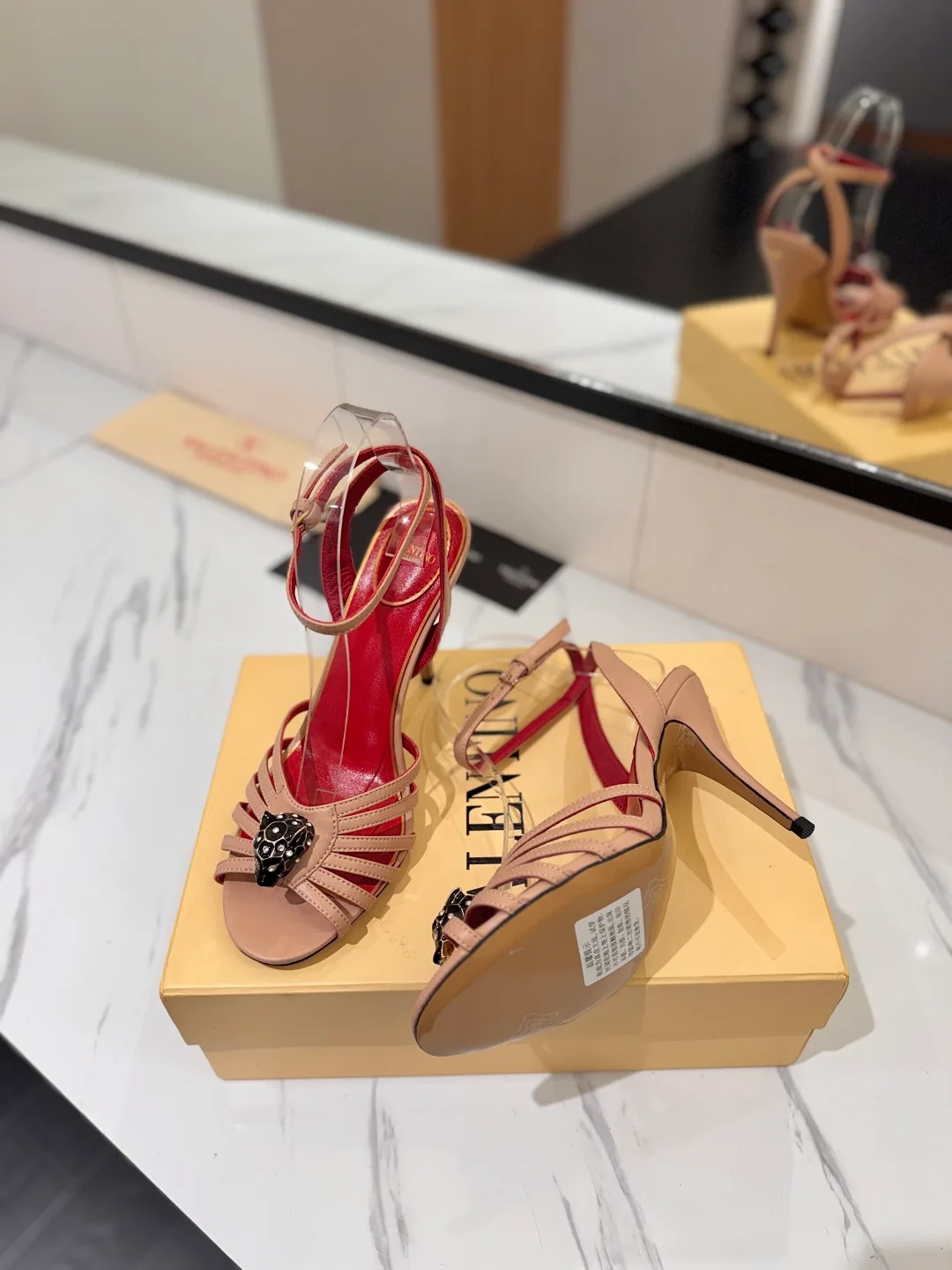 Valentino Jewel-Bow Strap Sandals in Pink · view 5