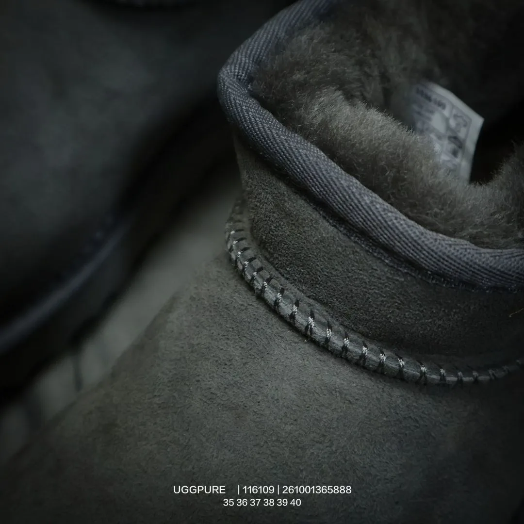 UGG Wool Suede-Look Round-Toe Ankle Boots in Grey · view 8