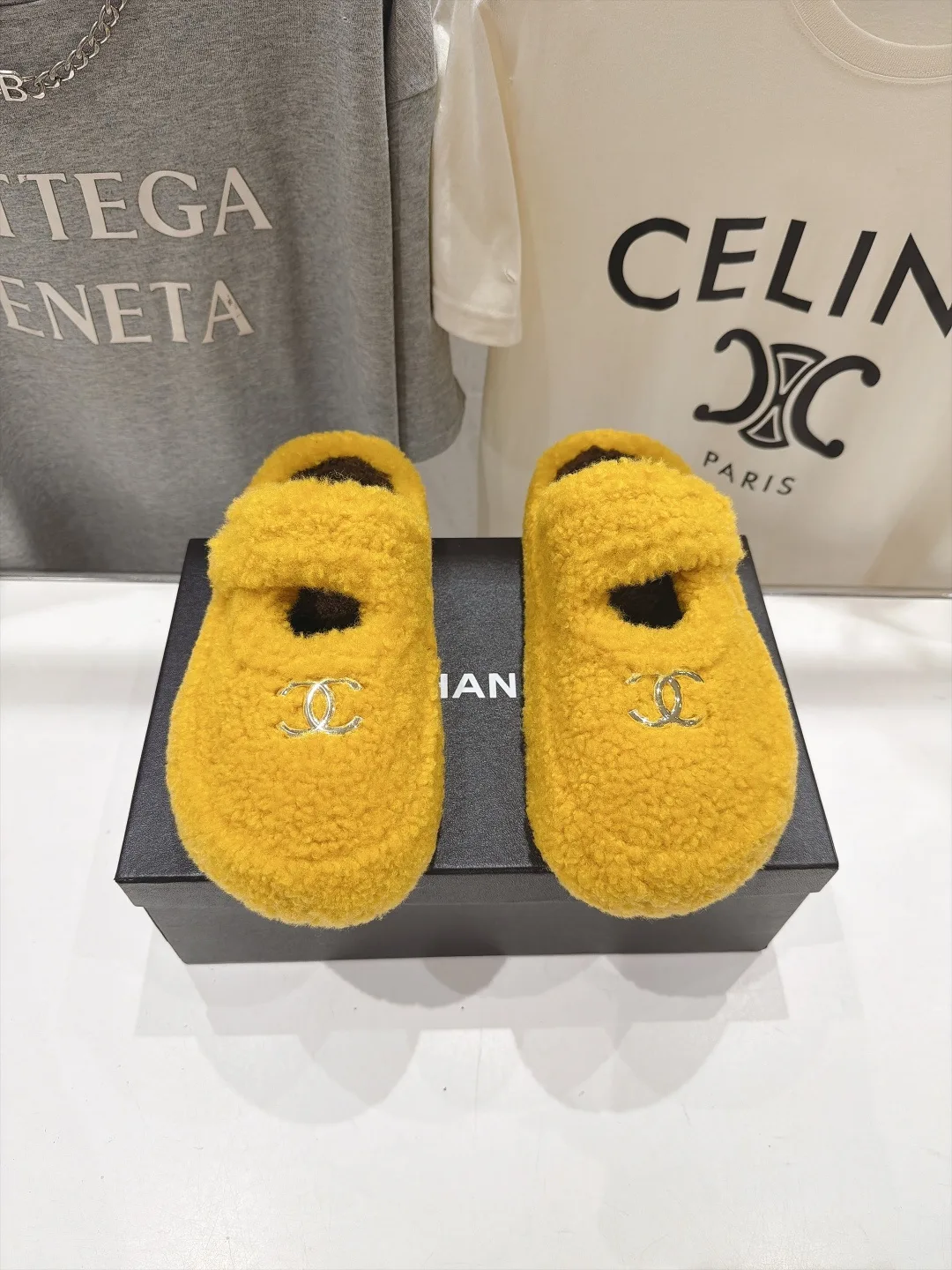 Chanel Slippers in Yellow · view 1