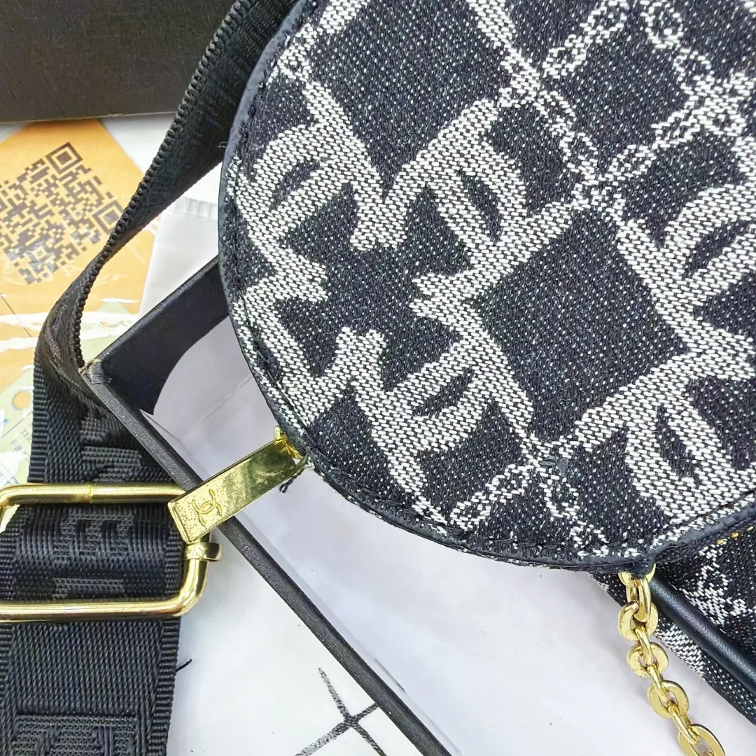 Chanel Monogram Chain-Strap Shoulder Bag in Black · view 5