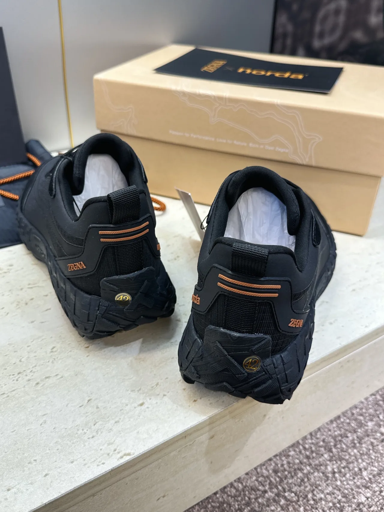 Zegna Suede-Look Round-Toe Sneakers in Black · view 8