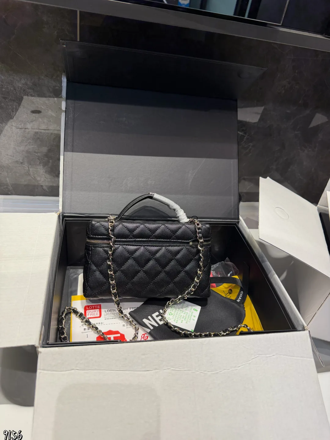 Chanel Top-Handle Vanity Bag in White / Pink / Yellow / Black · view 5