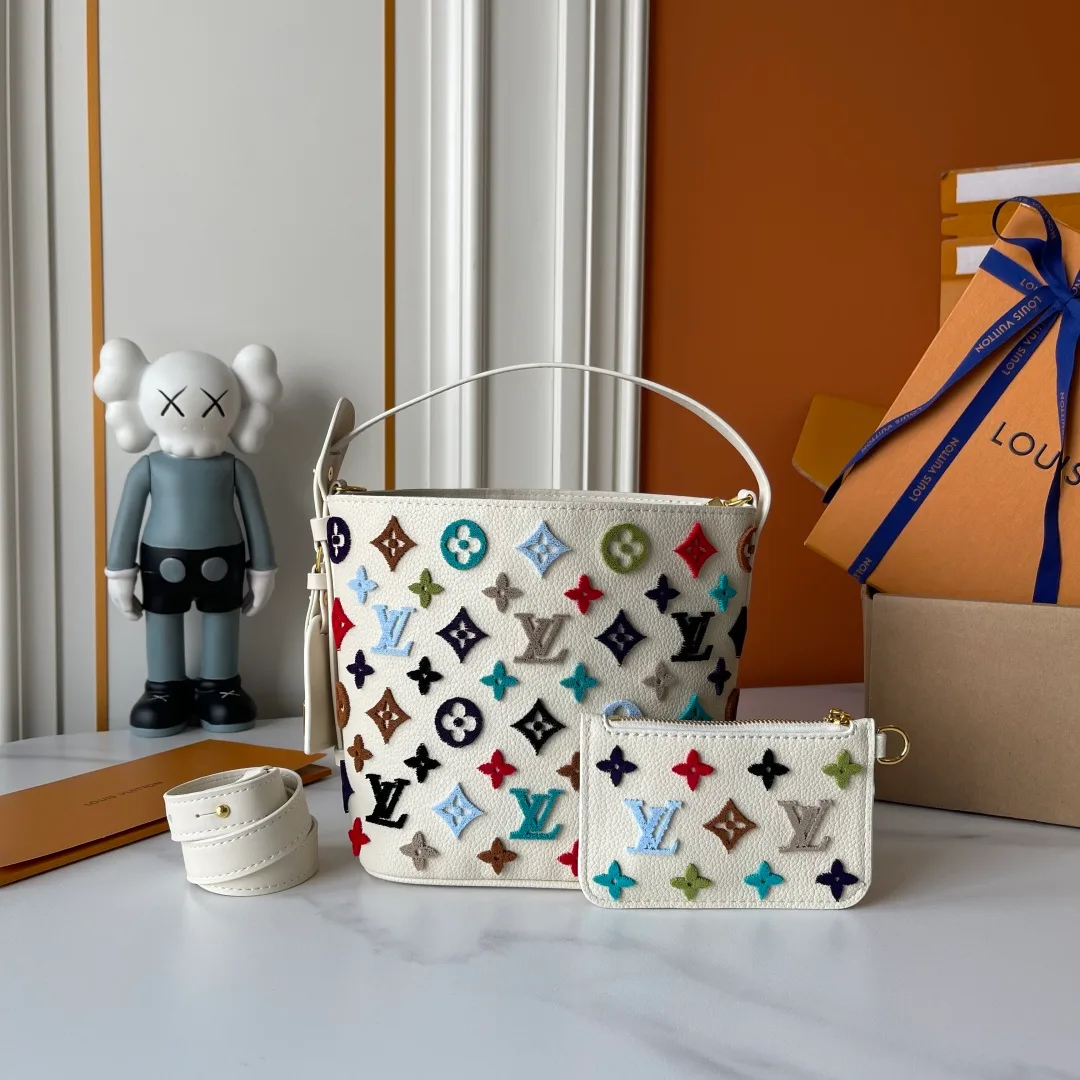 Louis Vuitton Cowhide All In BB Bucket Bag in White · view 6