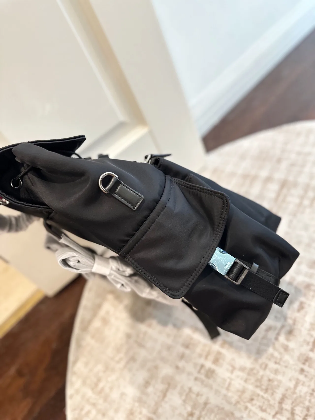 Prada Cowhide Nylon Backpack in Black · view 7