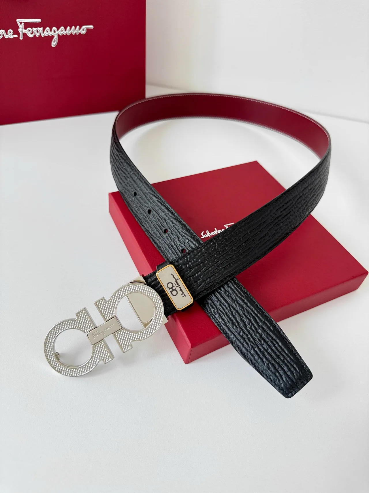 Ferragamo Reversible Gancini Belt in Black · view 1