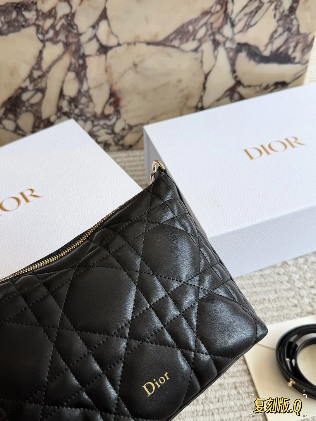 Dior Quilted Glossy Hobo Bag in Black · view 7