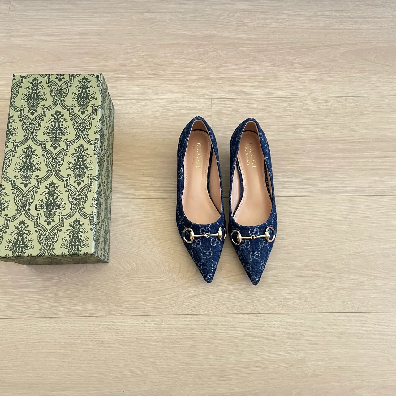 Gucci Monogram Kitten Heel Pumps in Blue · view 1