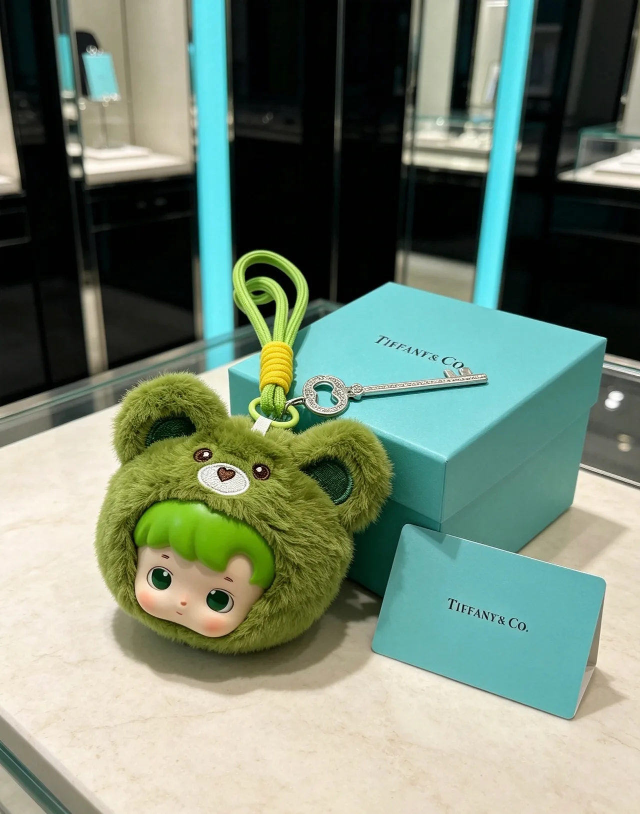 Character Plush Key Holder in Green & Yellow · view 7
