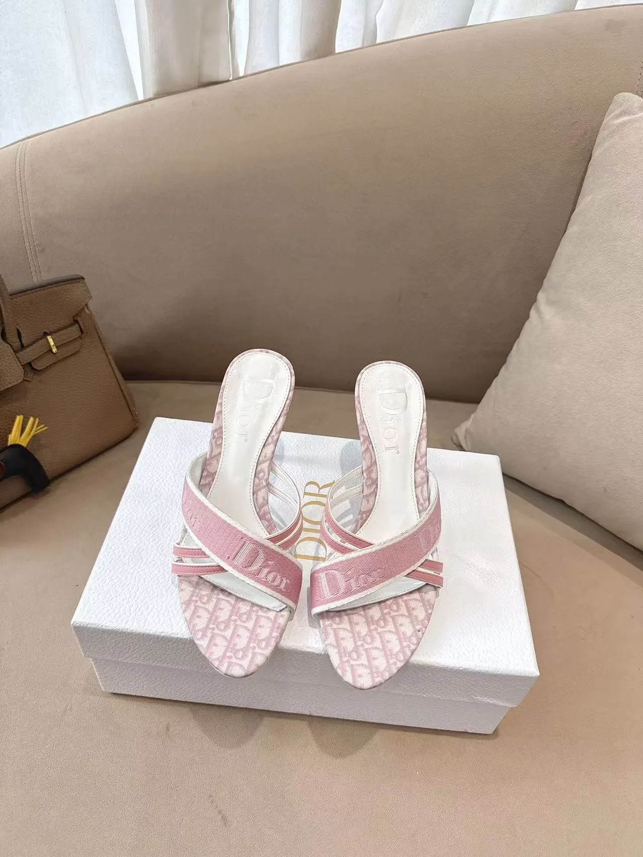 Dior Sheepskin Mules in Pink · view 2