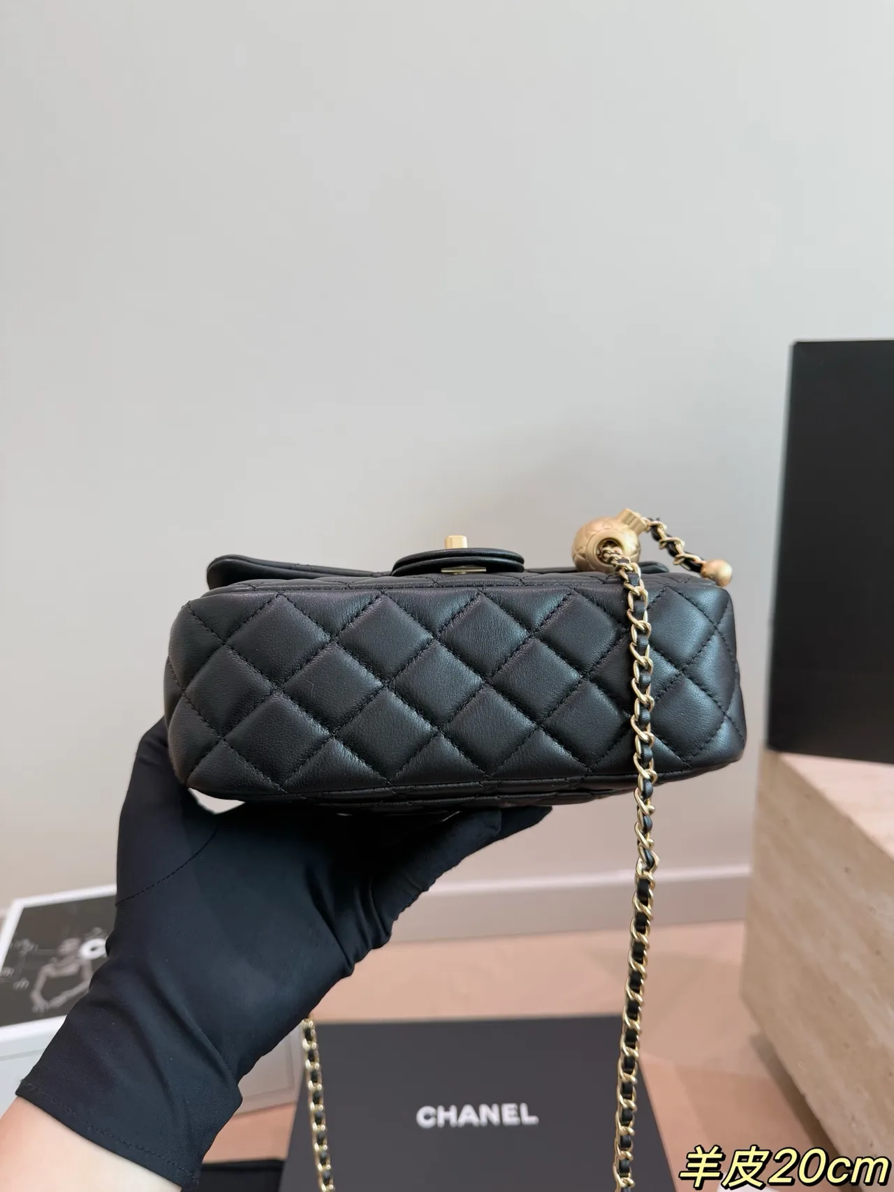 Chanel Lambskin Flap Shoulder Bag in Black · view 4