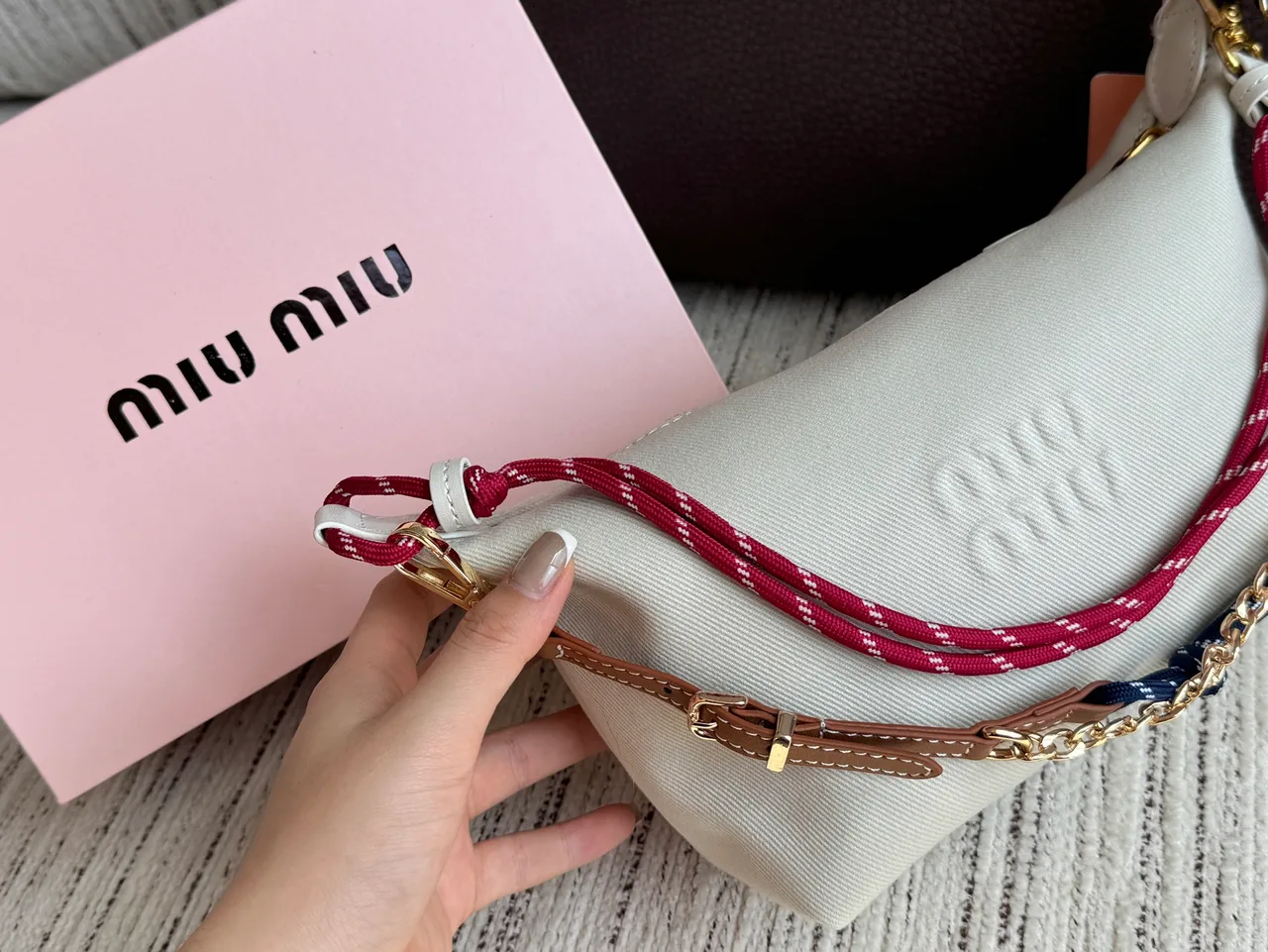 Miu Miu Woven Hobo Bag in White · view 7