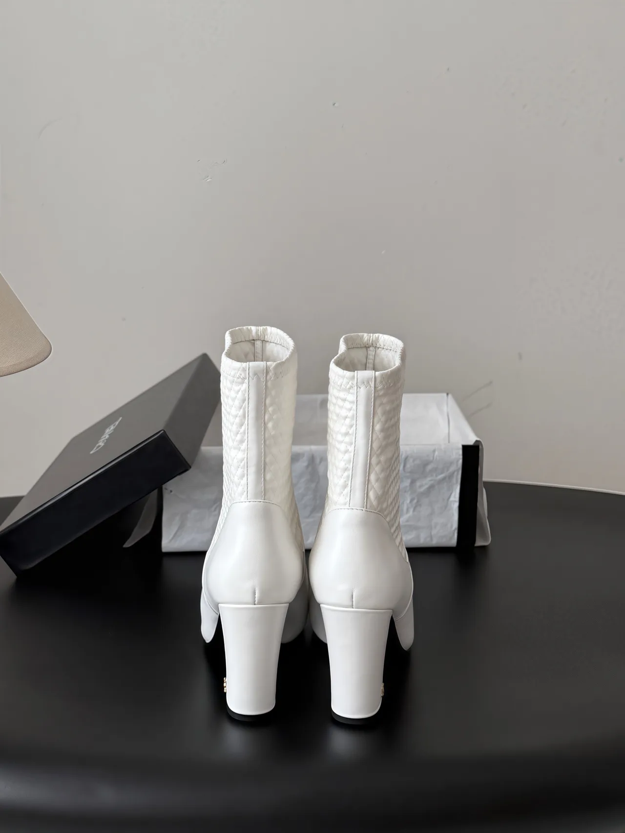 Chanel Cowhide Ankle Boots in White · view 3