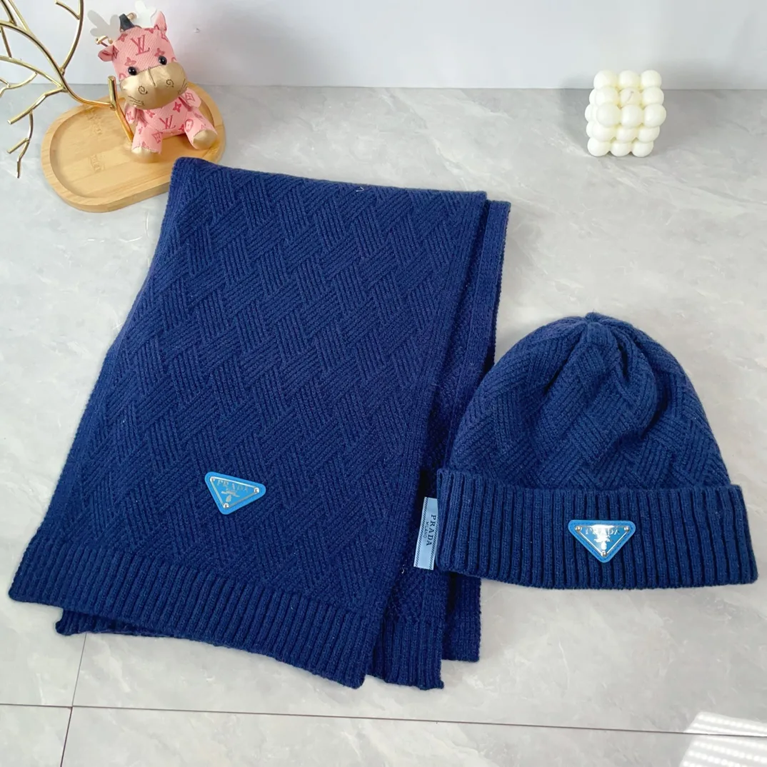 Prada Wool Beanie and Scarf Set in Blue · view 3