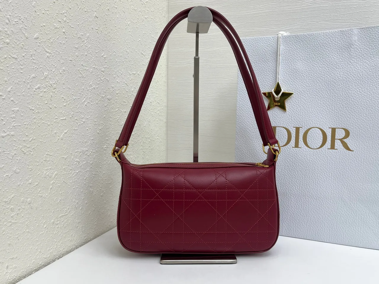 Dior Quilted Hobo Bag in Burgundy · view 2