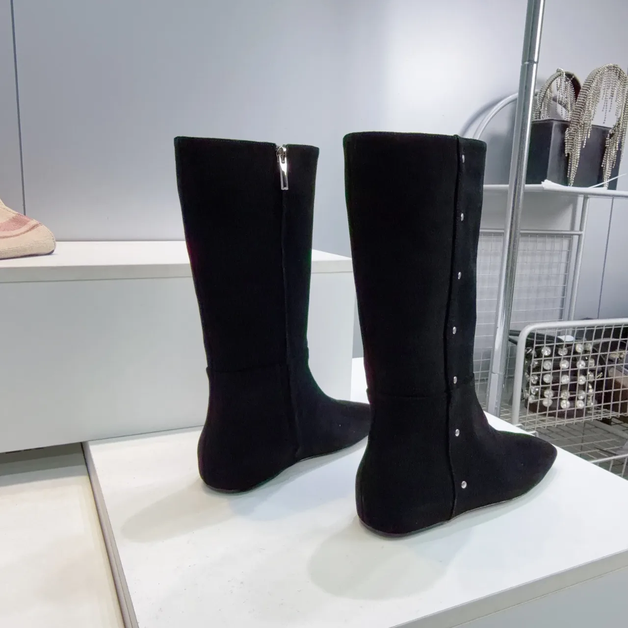 Max Mara Matte Square-Toe Knee-High Boots in Black · view 7