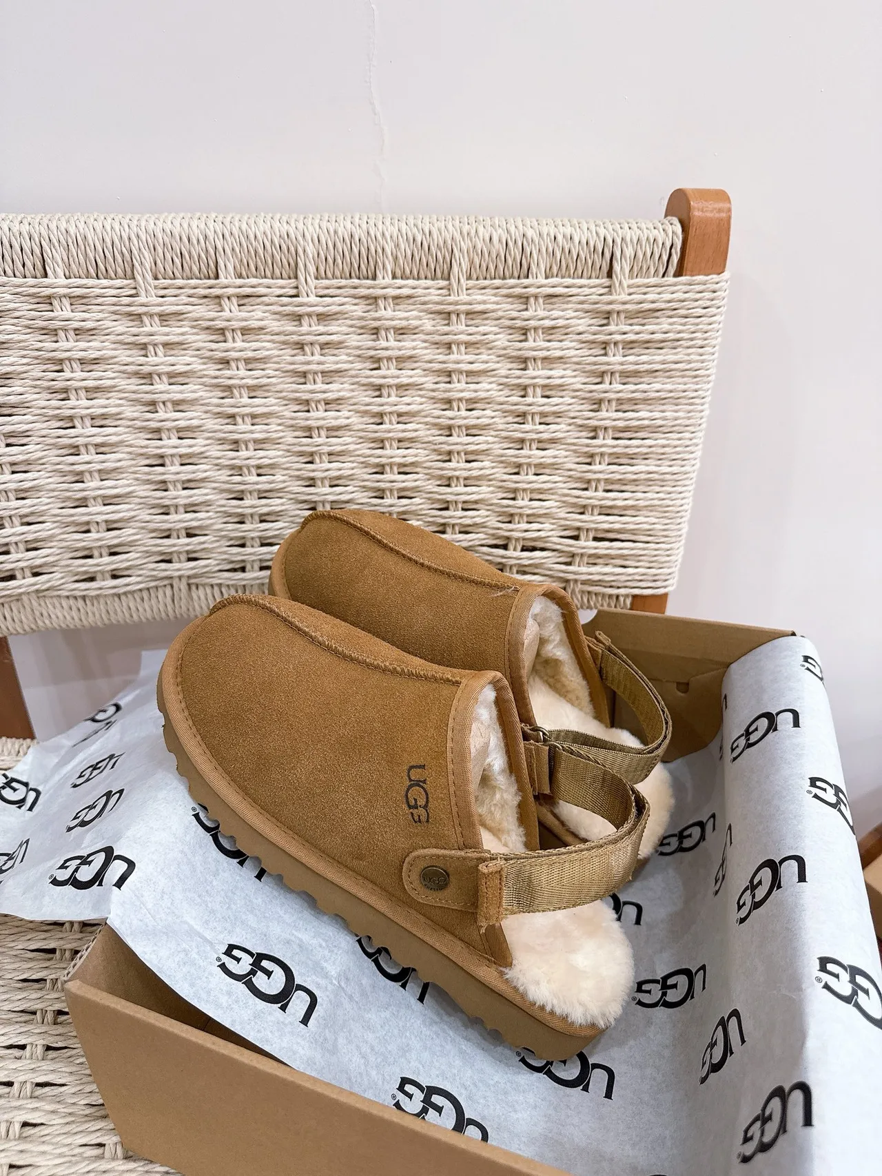 UGG Suede-Look Clogs in Tan · view 5