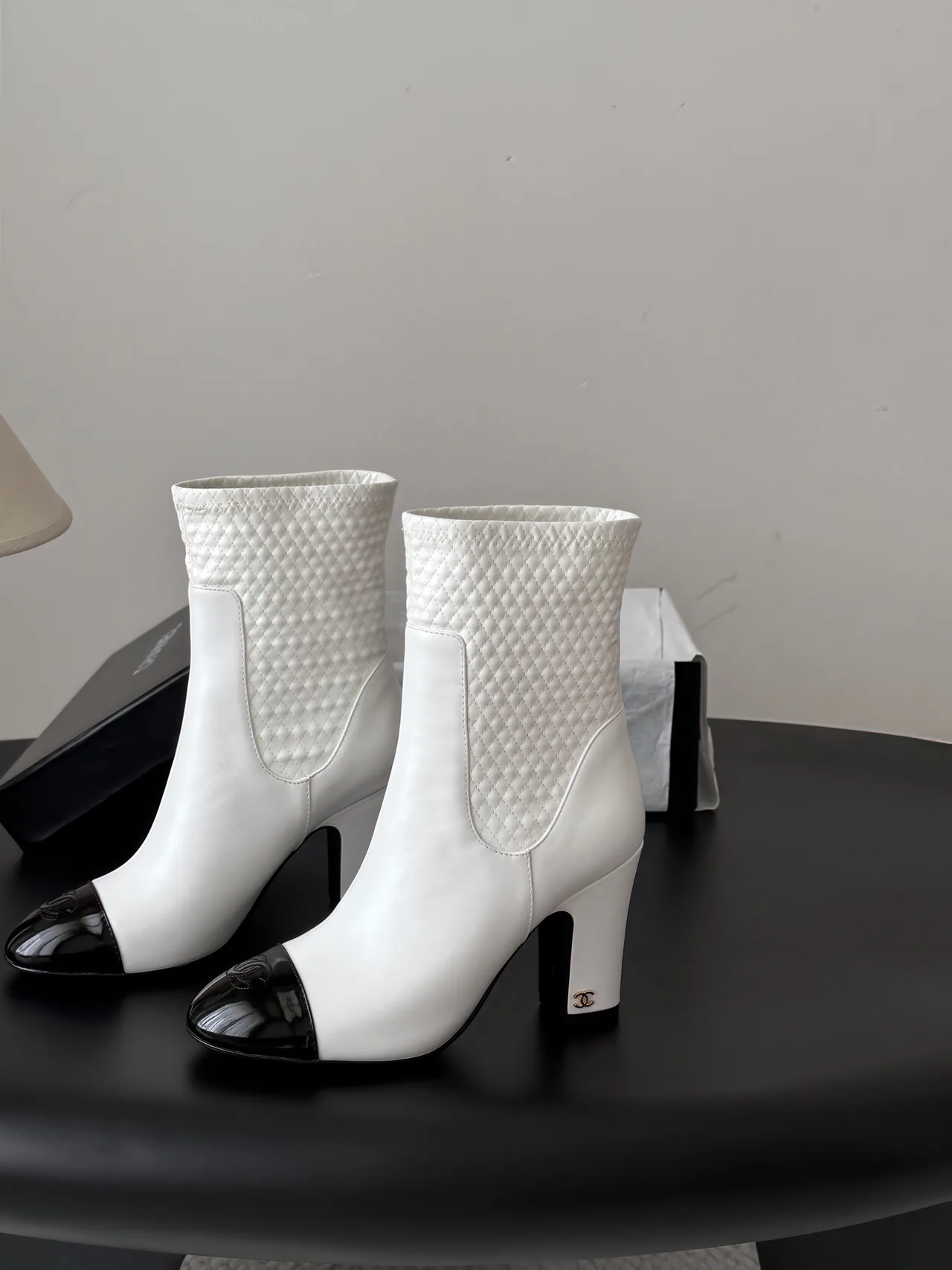 Chanel Cowhide Ankle Boots in White · view 2