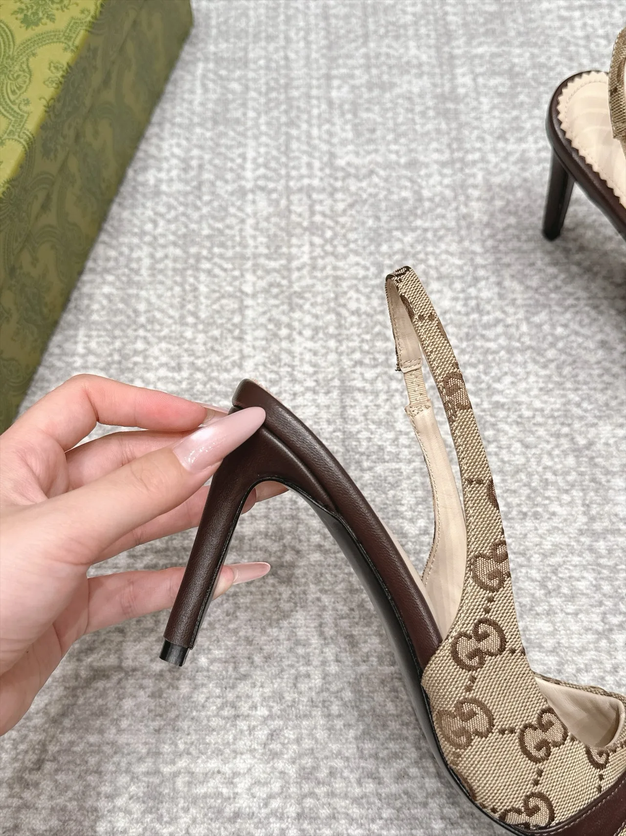 Gucci Monogram Slingback Pumps in Beige · view 7